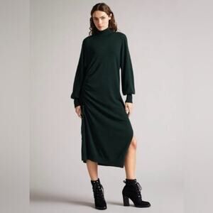Ted Baker Knitted AAVVAA Dress Size 14 L (6) Green Long Sleeve Turtleneck NWT
